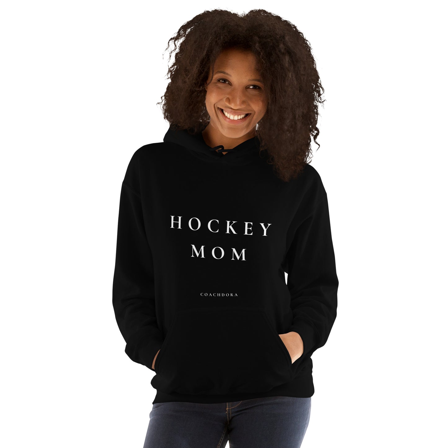 HOCKEY MOM HOODIE SVART MED VIT