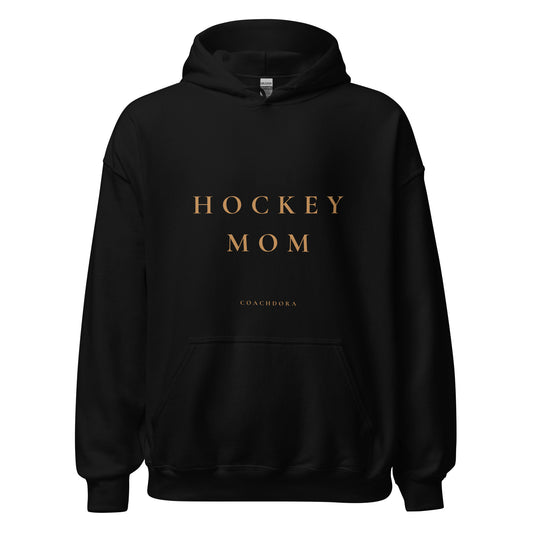 HOCKEY MOM HOODIE SVART MED GULD