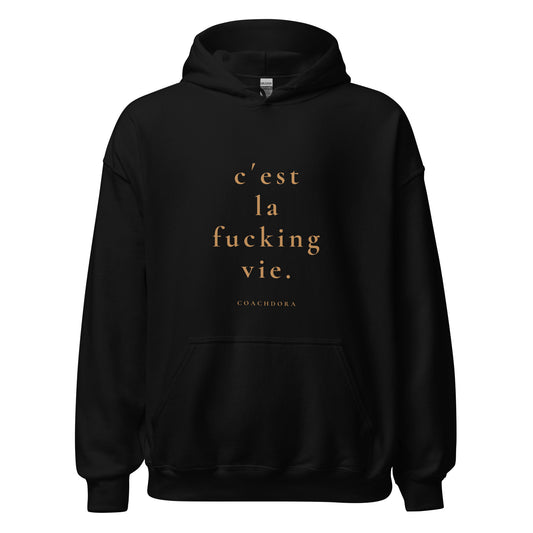 CÉST LA VIE HOODIE SVART MED GULD