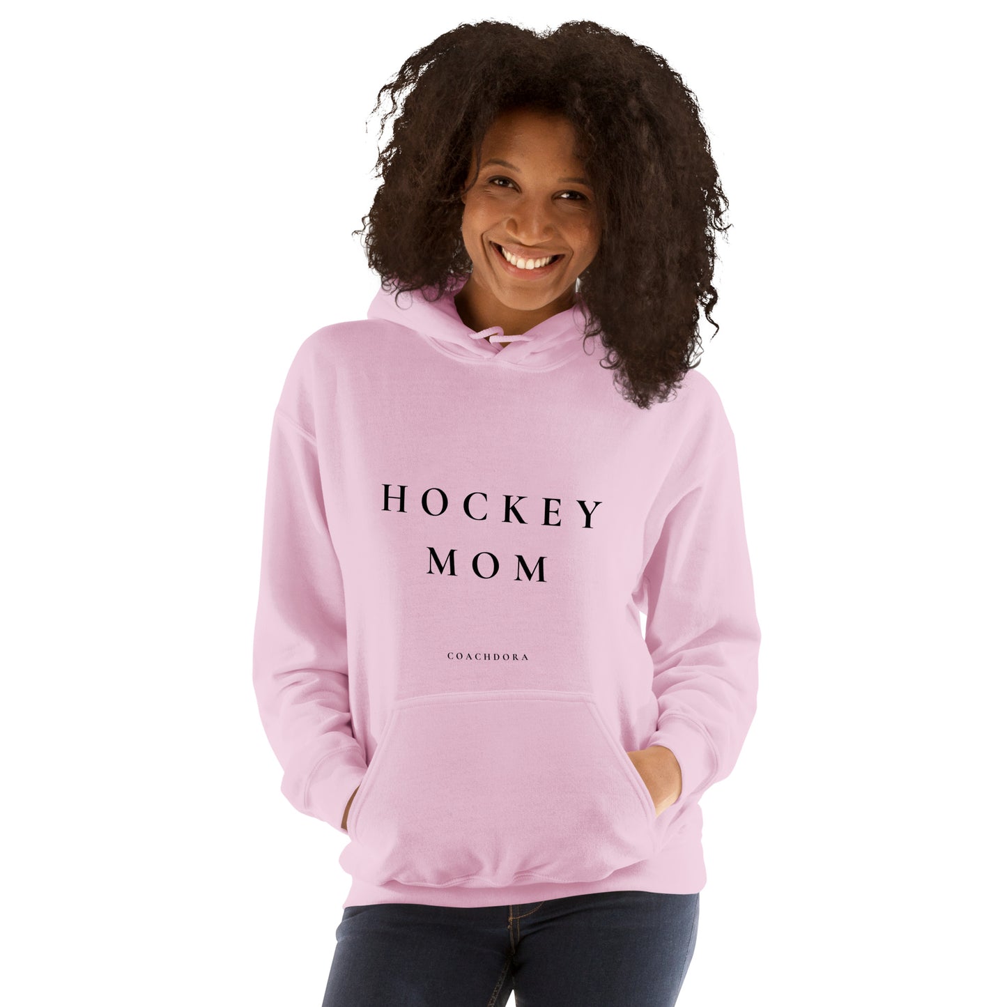 HOCKEY MOM HOODIE ROSA MED SVART