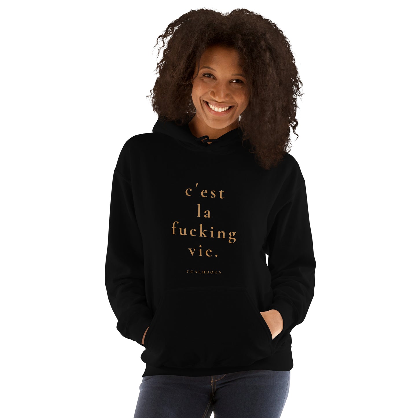 CÉST LA VIE HOODIE SVART MED GULD
