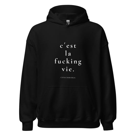 CÉST LA VIE HOODIE SVART MED VIT