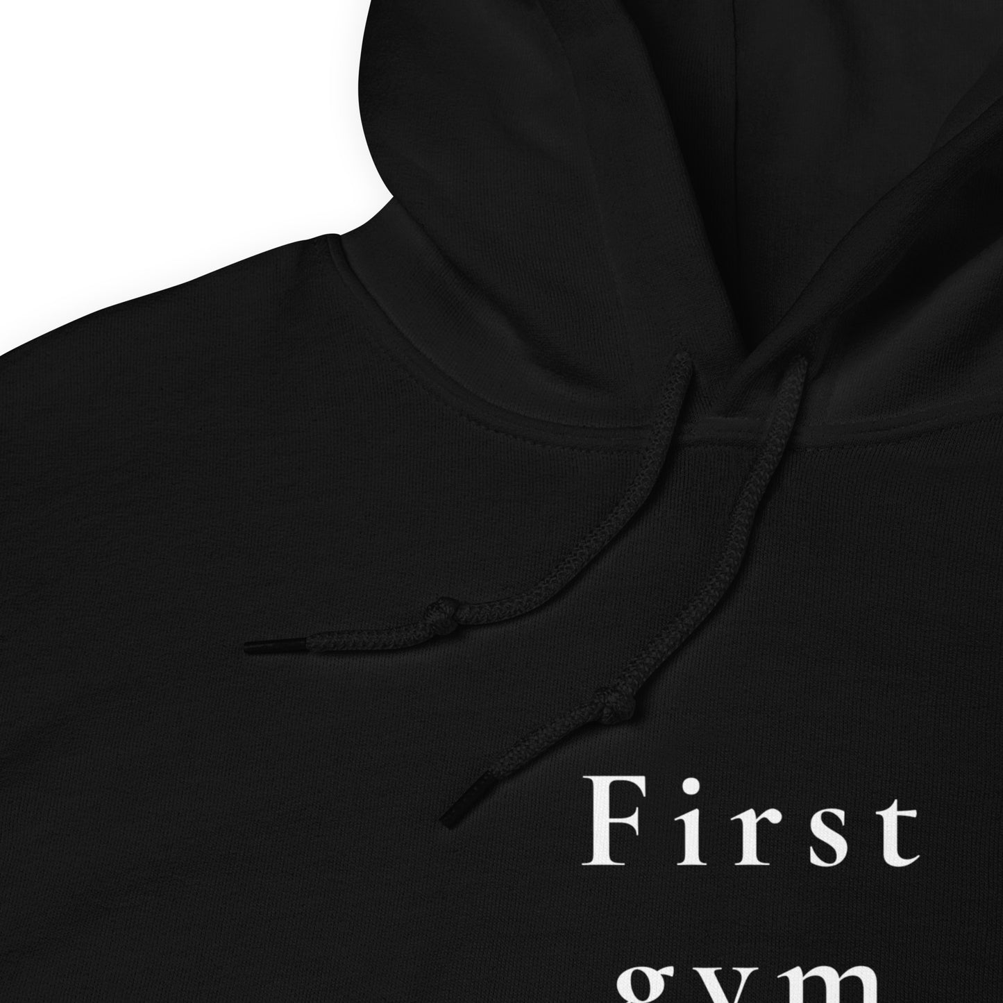 FIRST GYM THEN WINE HOODIE SVART MED VIT