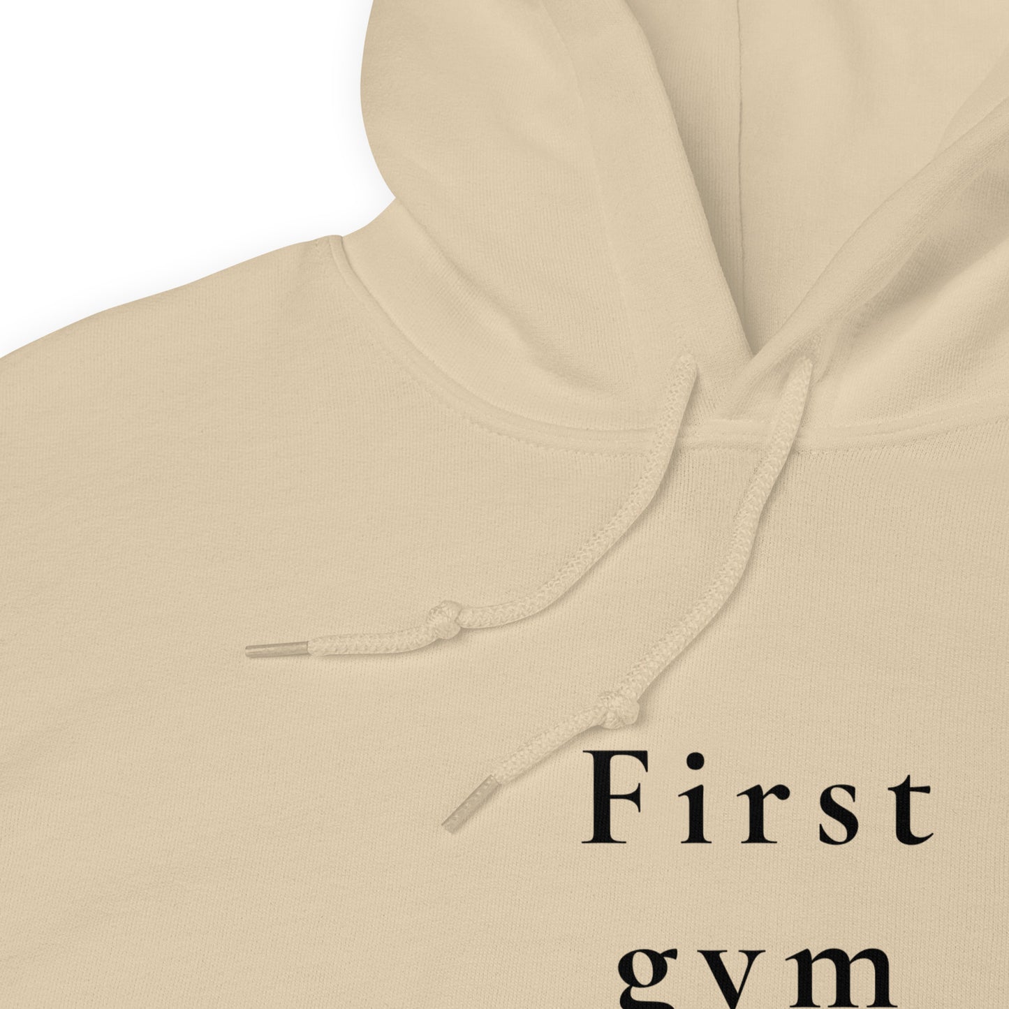 FIRST GYM THEN WINE HOODIE BEIGE MED SVART