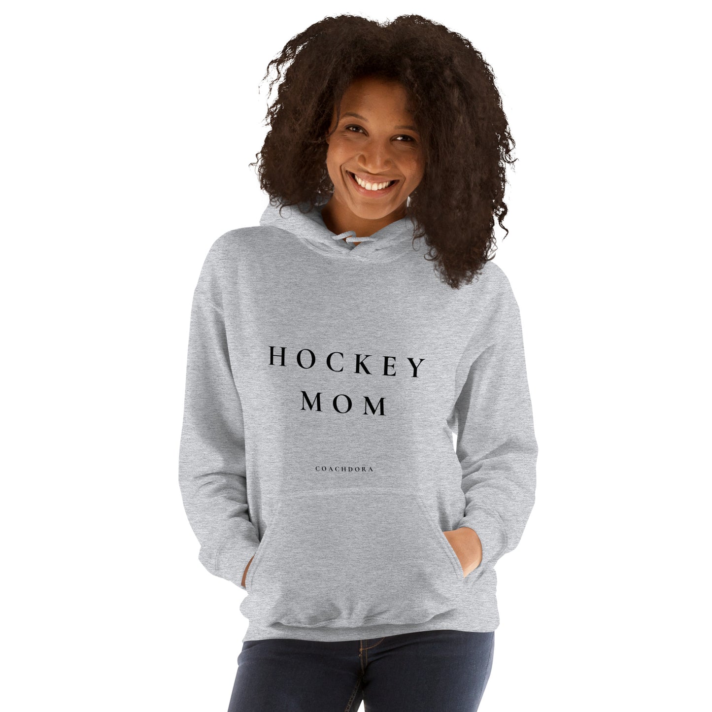 HOCKEY MOM HOODIE GRÅ MED SVART